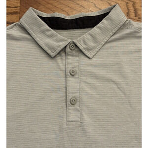 Lululemon Evolution Polo Golf Shirt Medium Short Sleeve Performance Gray Striped